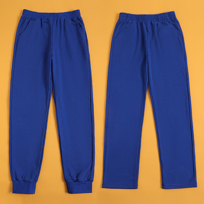 儿童春秋季学生校裤宝蓝色彩蓝运动裤校服长裤子男女童收口直筒裤