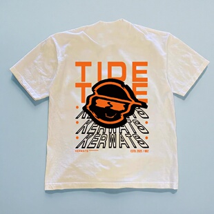 休闲夏季 T恤印花男女潮牌街头圆领个性 纯棉 痞帅潮流重磅短袖 美式