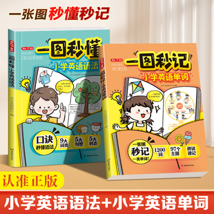 【官方正版】开心一图秒记小学英语单词速记手册趣味漫画口诀自然拼读法速记单词一本通记背神器一图秒懂小学英语语法书籍词汇总表