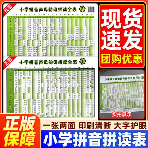 小学拼音声母韵母拼读全表