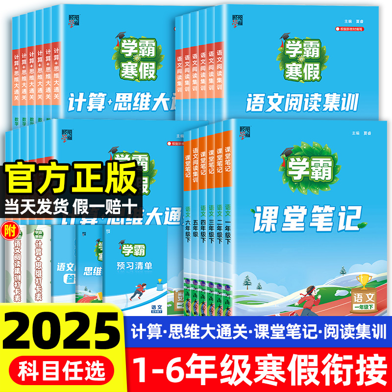 2025学霸的寒假衔接作业小学一二三四五六年级上册下册学霸语文阅读集训数学计算题思维题大通关人教北师江苏教版假期预复习一本通