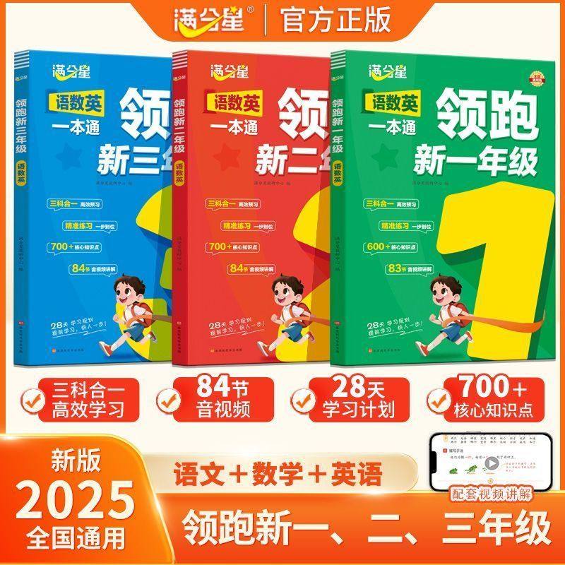 2025新版满分星领跑一二三年级语数英一本通教材全解读幼小衔接一升二升三年级暑假衔接教材同步练习册基础知识巩固预习复习资料书