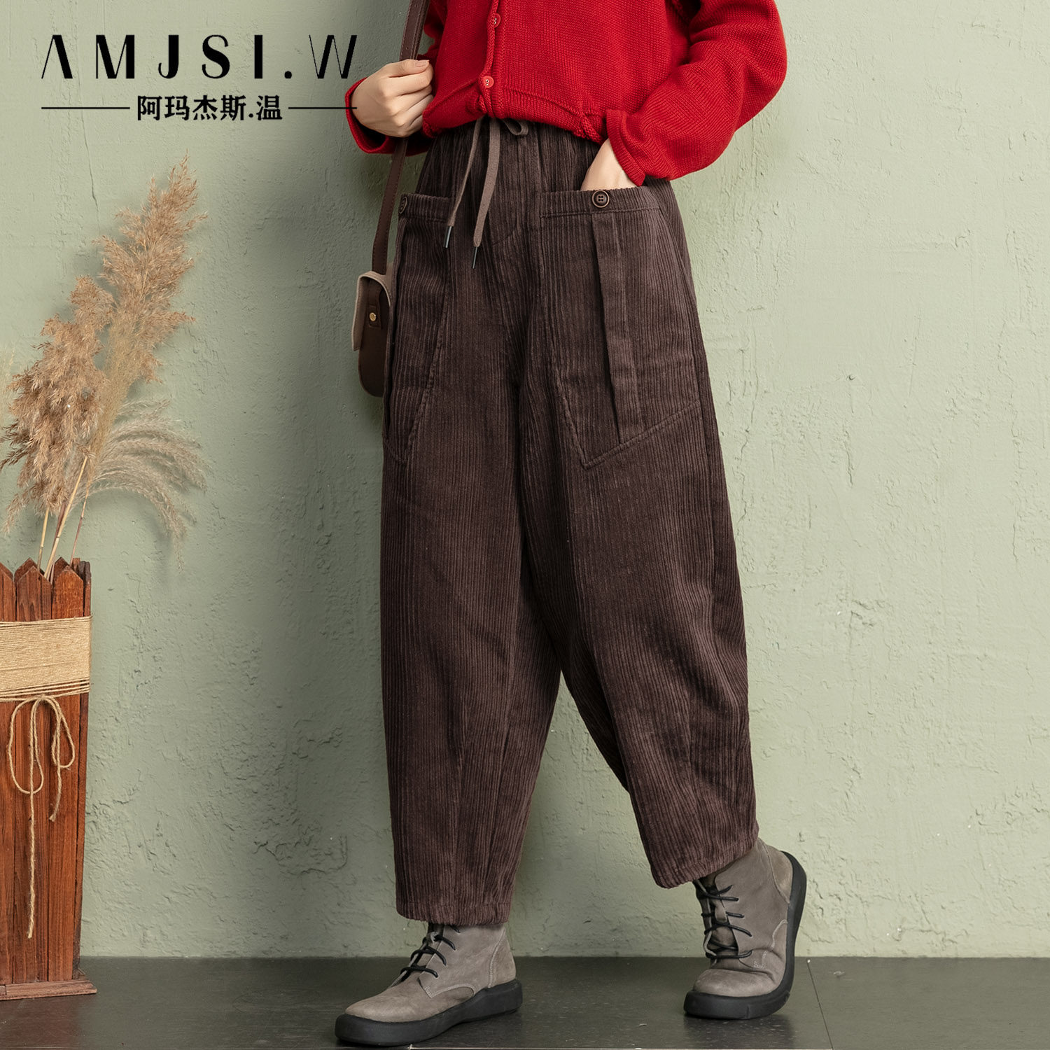 秋冬新款灯芯绒休闲哈伦裤女加绒加厚高腰大码宽松显瘦阔腿萝卜裤,女装/女士精品,休闲裤,淘宝优惠券,粉丝福利购,淘宝优惠卷