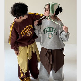 子两件套兄妹美式 新男童卫衣裤 字母 2025秋装 女童运动休闲宽松套装