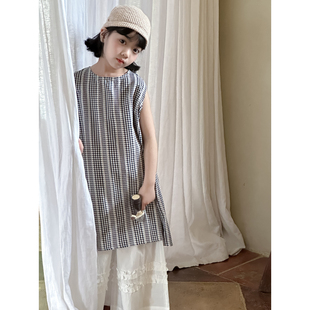 女童背心裙夏季新款儿童连衣裙露背条纹休闲宽松小女孩衬裙中长款