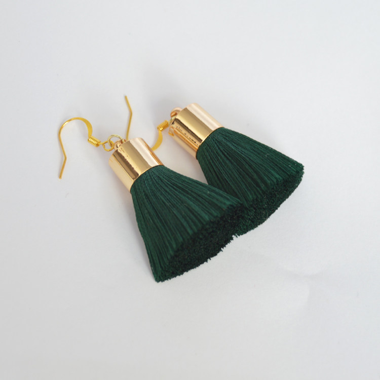 绳韵原创手工定制超饱满小刷子流苏耳环复古可爱可做不对称色耳饰