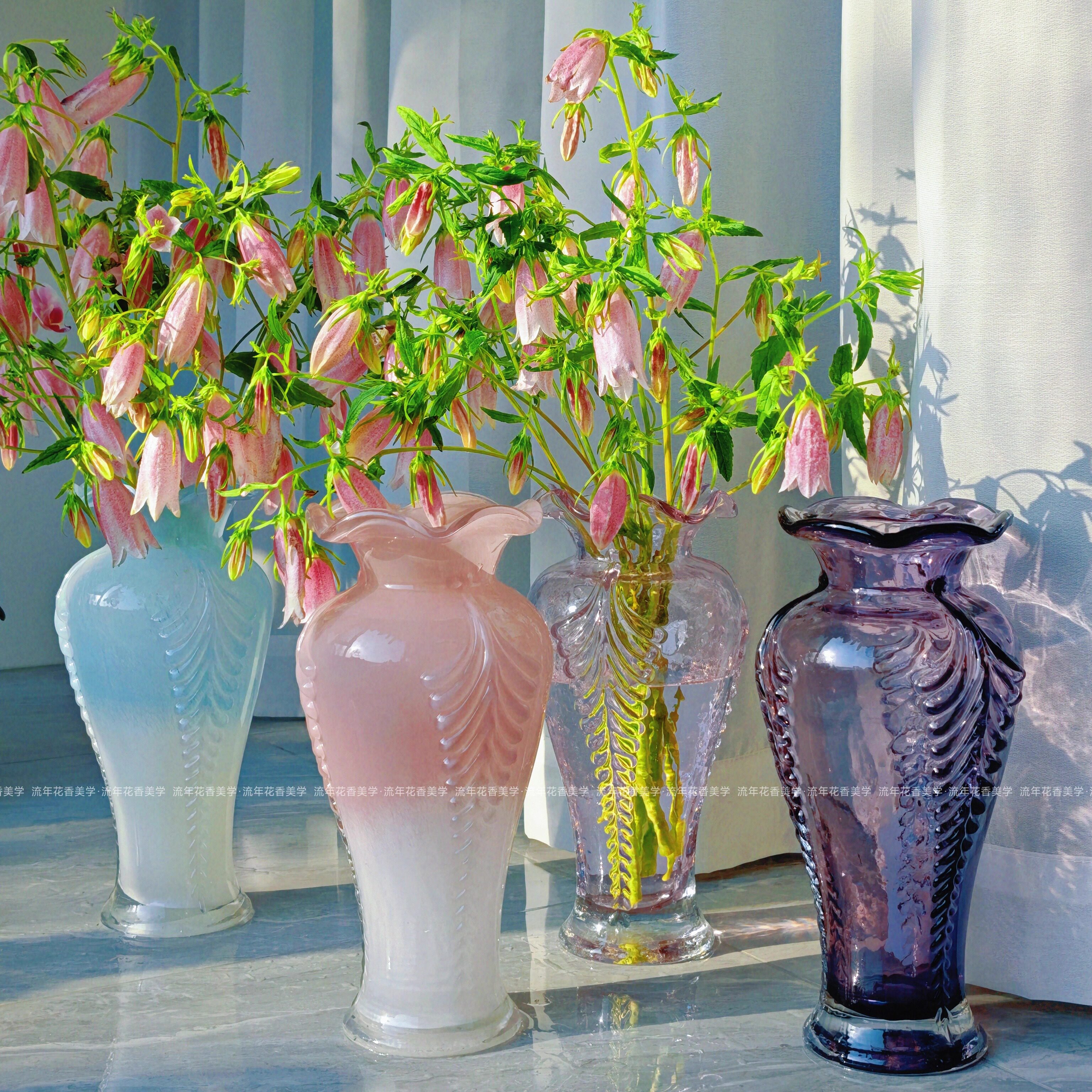 新古典芬顿羽毛手工玻璃美人花瓶