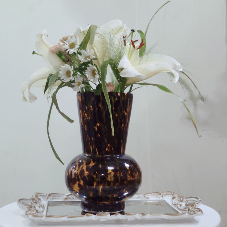 欧美琥珀敞口纯手工花瓶插花器