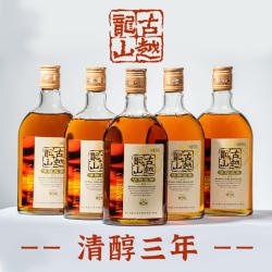 绍兴古越龙山黄酒清醇3年善酿酒500ML*6瓶半甜可泡阿胶女儿红老酒