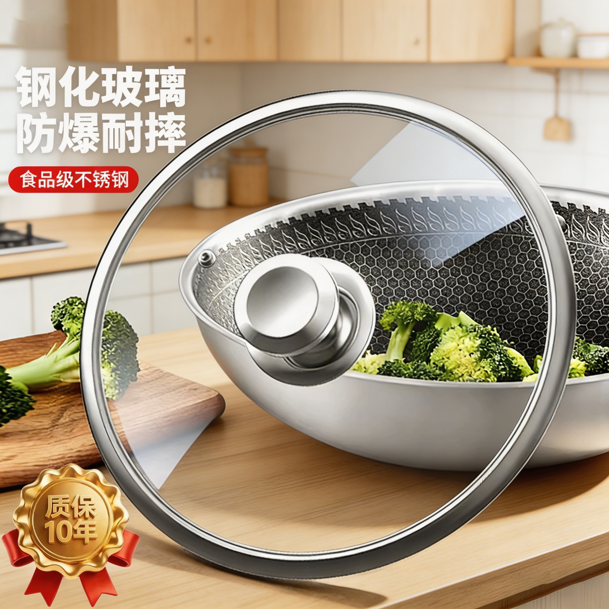 加厚不锈钢钢化玻璃盖图片