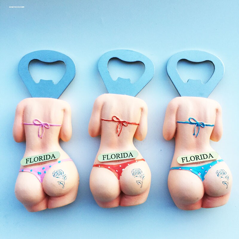 马尔代夫旅游纪念立体工艺品创意比基尼开瓶器磁铁冰箱贴收藏礼物