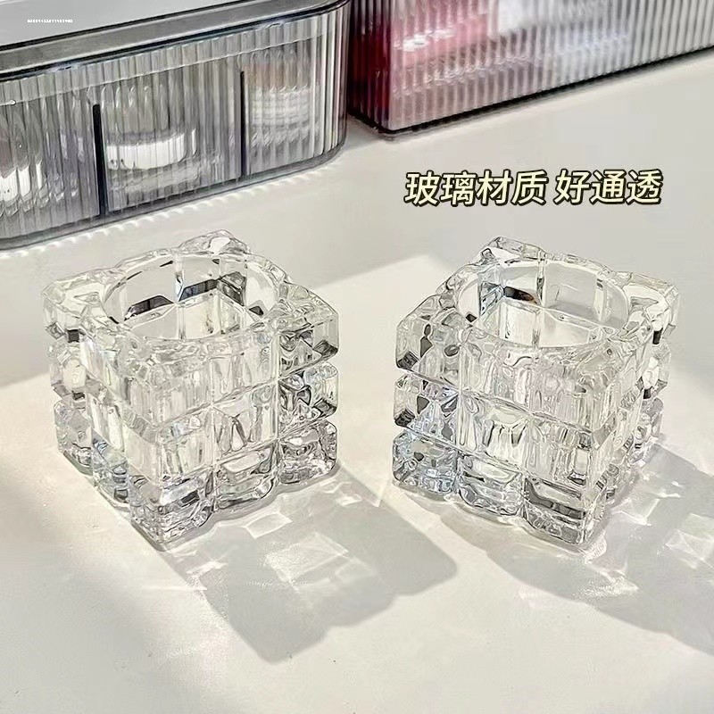 水晶高级感烛台冰砖香薰烛台摆件ins风简约高颜值卧室氛围感好物,家居饰品,桌面摆件,淘宝优惠券,粉丝福利购,淘宝优惠卷