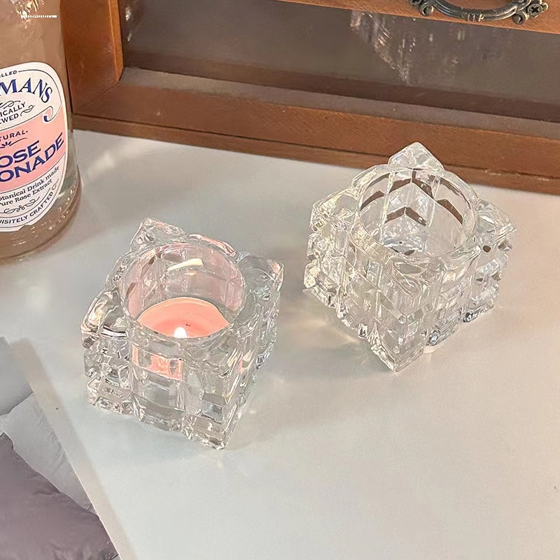 透明玻璃烛台烛光晚餐婚庆摆件蜡烛杯小夜灯烛灯欧式玻璃烛台