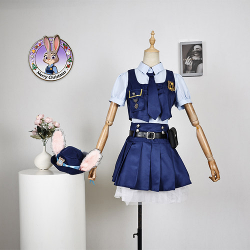 疯狂动物城cos服 兔子警官朱迪短袖马甲短裙尼克狐狸 cosplay服装