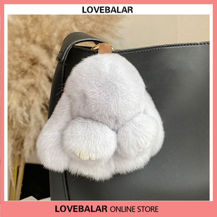 真獭兔毛皮迷你小兔子毛绒玩偶手机挂饰复活节兔子公仔挂件钥匙扣