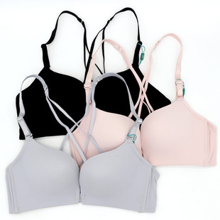 美思诗婷内衣中厚小胸聚拢侧收无钢圈前扣性感美背光面女文胸罩