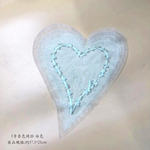 4层欧根纱珠绣现货2024SS爆裂爱心设计小众高级感锁骨链服饰贴花