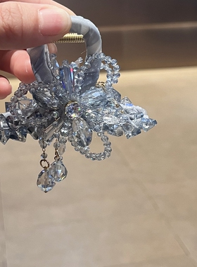 法式轻奢花朵发夹流苏水晶发抓仙美后脑勺高级感抓夹盘发夹发饰女
