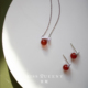 MissQueeny其微 江南春·平衡木耳钉项链红玛瑙小巧精致简约