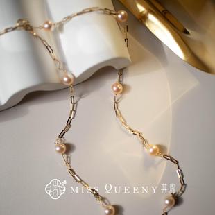 MissQueeny其微|落霞·18k金满天星项链少女气质时尚淡水珍珠