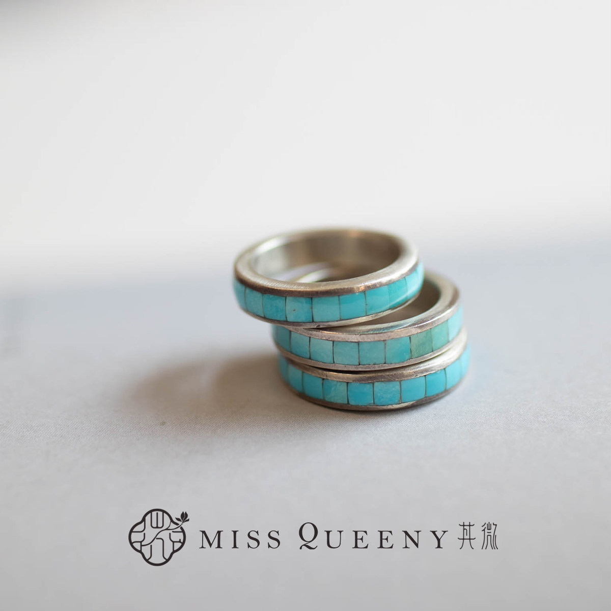 MissQueeny其微|绿松石做旧戒指美松原矿无优化复古925银简约小众