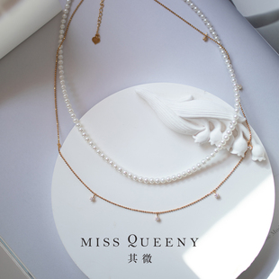 MissQueeny其微 18k金钻石满天星项链精致简约小巧叠戴百搭