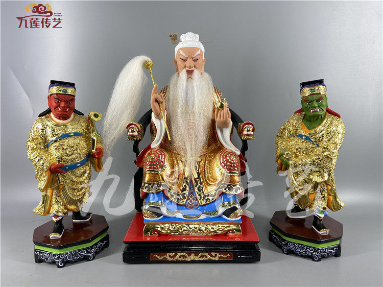 木雕神像六壬祖师李淳风仙师千里眼顺风耳香樟木手工精雕传艺木雕