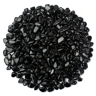 蓝绚丽黑碧玺碎石 托玛琳电气石原石材质 鱼缸造景铺底石黑色