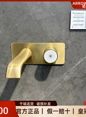 箭牌卫浴ARM12852LJ拉丝香槟金色洗手盆洗脸盆暗装入墙式龙头