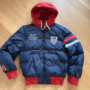 RL老款2010美国奥林匹克国家队连帽刺绣贴布羽绒服夹克外套
