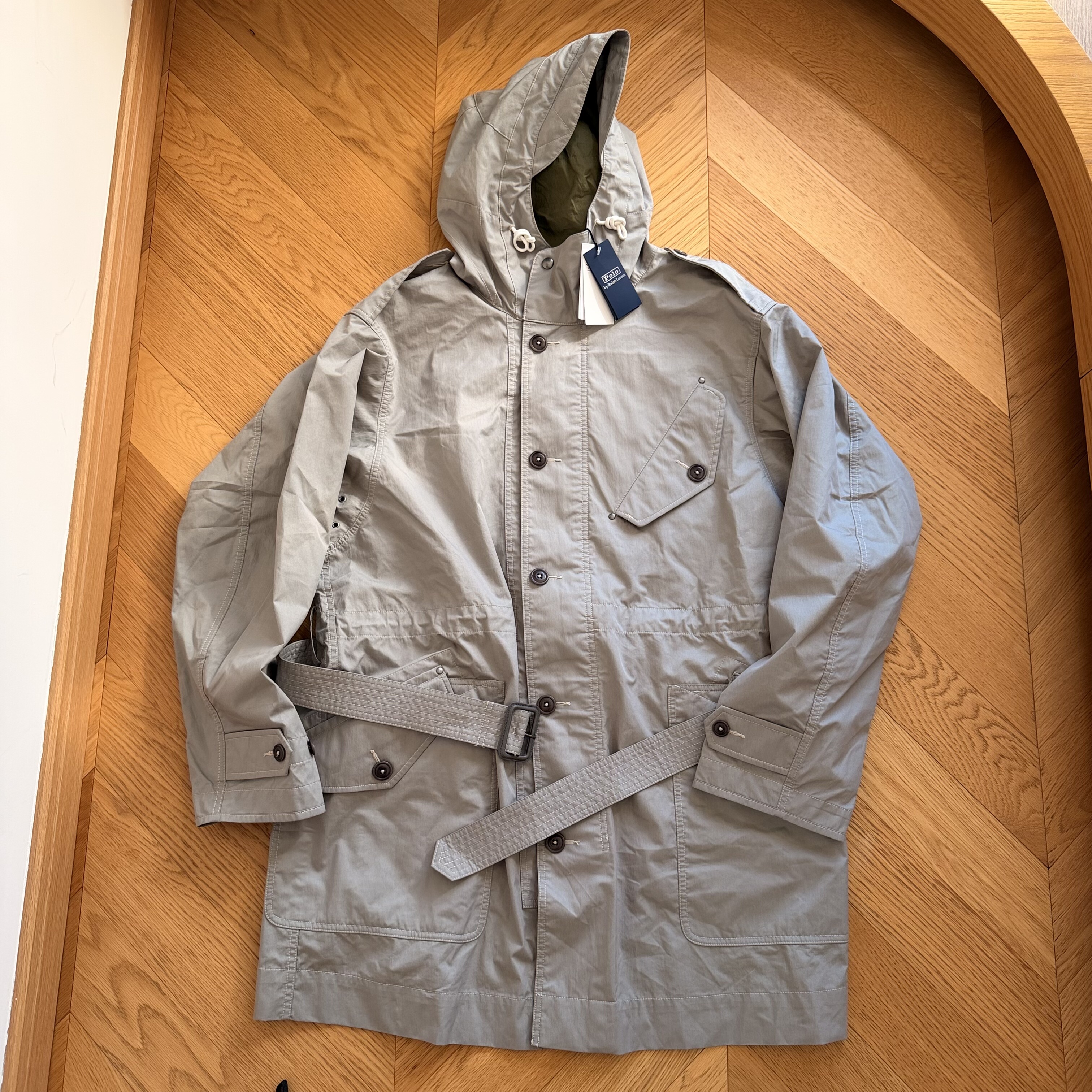 RL新款复古防泼水户外运动冲锋衣猎装parka风衣外套