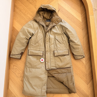 RL早期90年代长款连帽纯棉羽绒服大衣外套