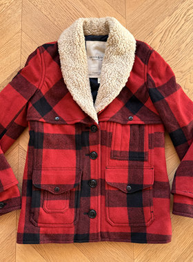 RL女款D&S老款厚实夹棉户外运动猎装羊毛大衣外套