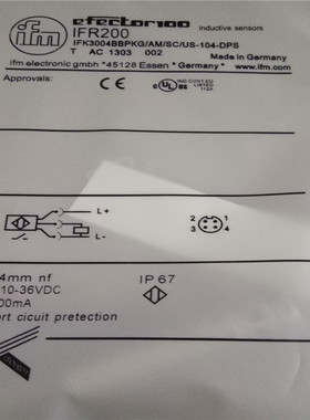 电感式接近开关IFR202四针接插件NPN常开传感器金属感应全新现货