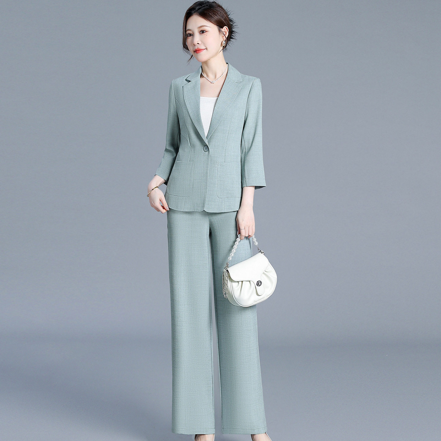 中青年女装小西服阔腿裤两件套2026春秋季新款时尚减龄显瘦套装裤