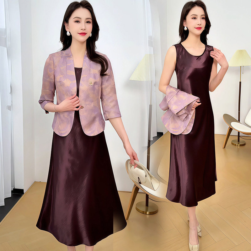 中青年女装时尚套装裙2026春秋夏新款夏西服外套背心连衣裙两件套