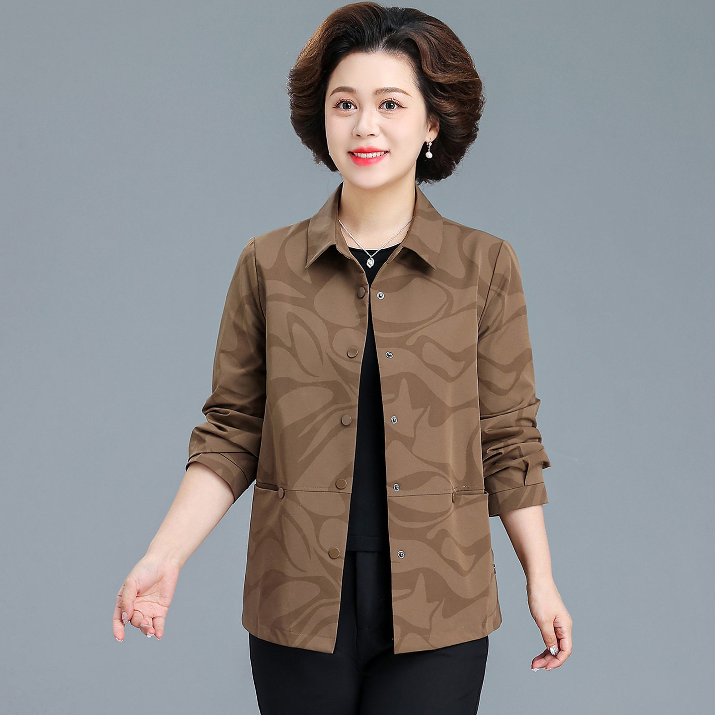 2026秋冬新款中老年女装风衣休闲运动夹克外套婆婆妈妈装上衣短款