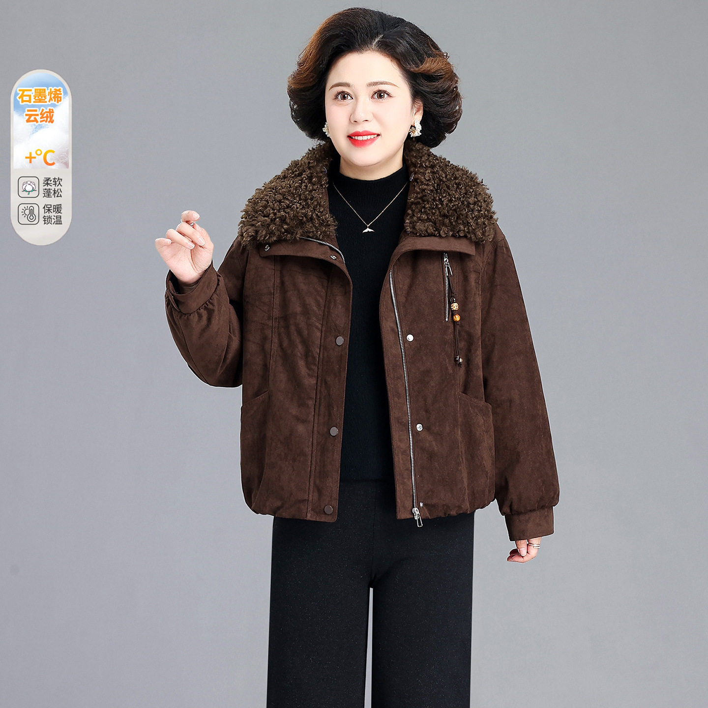 婆婆妈妈冬装时尚棉衣短款2026中老年女装气质棉服棉袄小个子上衣