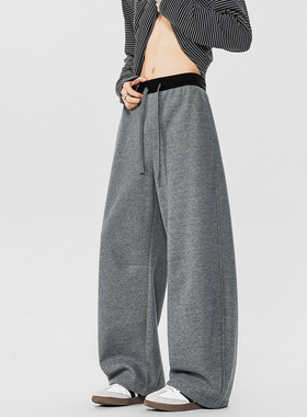 6XL-M 美式双腰头拼接卫裤男弯刀长裤复古褶皱休闲裤子K9185特P45