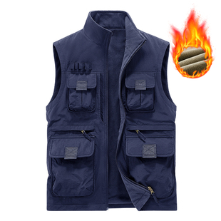 2025外加绒工装马甲抓绒卫衣双面穿冬秋季摄影钓鱼马夹外套工作服