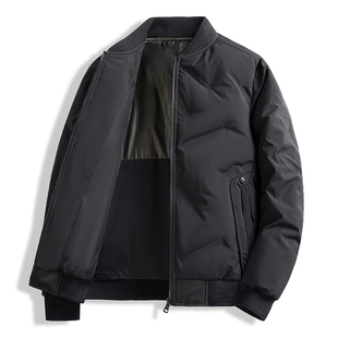 石墨烯棒球领羽绒服男士秋冬季新款螺纹收口下摆男士商务休闲羽绒