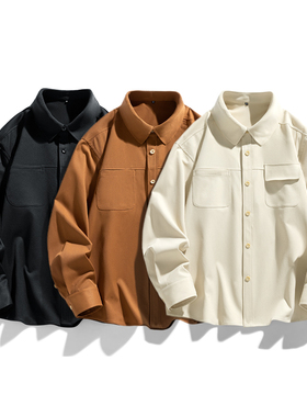 落肩仿棉长袖衬衫男-C2452K