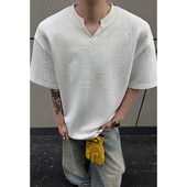 控 外景黑墙大码 夏季 2026 新款 特P20 V领肌理感短袖 HT26278