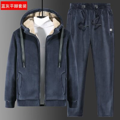 【厂家直销.L-8XL】秋冬爆款休闲运动套装银狐绒复合羊羔绒加绒加