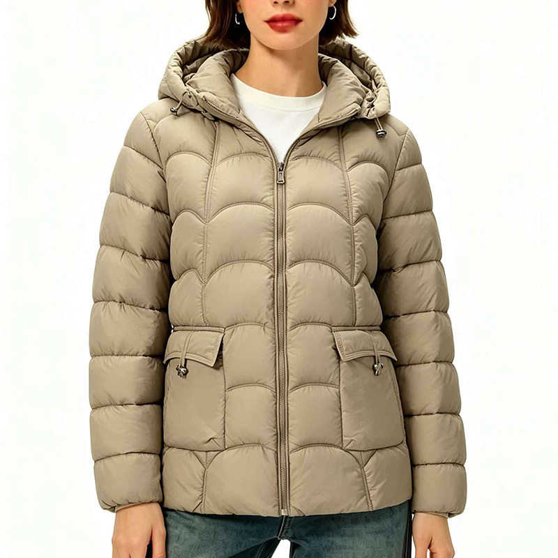 2026冬季跨境亚马逊3D纯色棉衣女中长款修身显瘦棉服时尚百搭外套