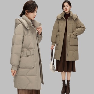 波斯顿羽绒服女款加厚中长款波士顿官方旗舰店正品宽松型女士外套