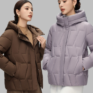 波斯顿轻暖羽绒服女款大红色波士顿官方旗舰店正品中年女士短款潮