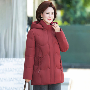 波斯顿鹅绒服女款加厚中长款波士顿官方旗舰店妈妈装羽绒服可脱帽