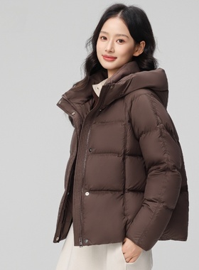 波斯顿羽绒服女款宽松大码波士顿官方旗舰店女士连帽立领加厚短款