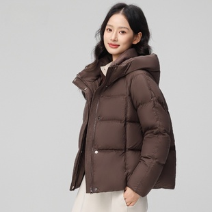 波斯顿羽绒服女款宽松大码波士顿官方旗舰店女士连帽立领加厚短款